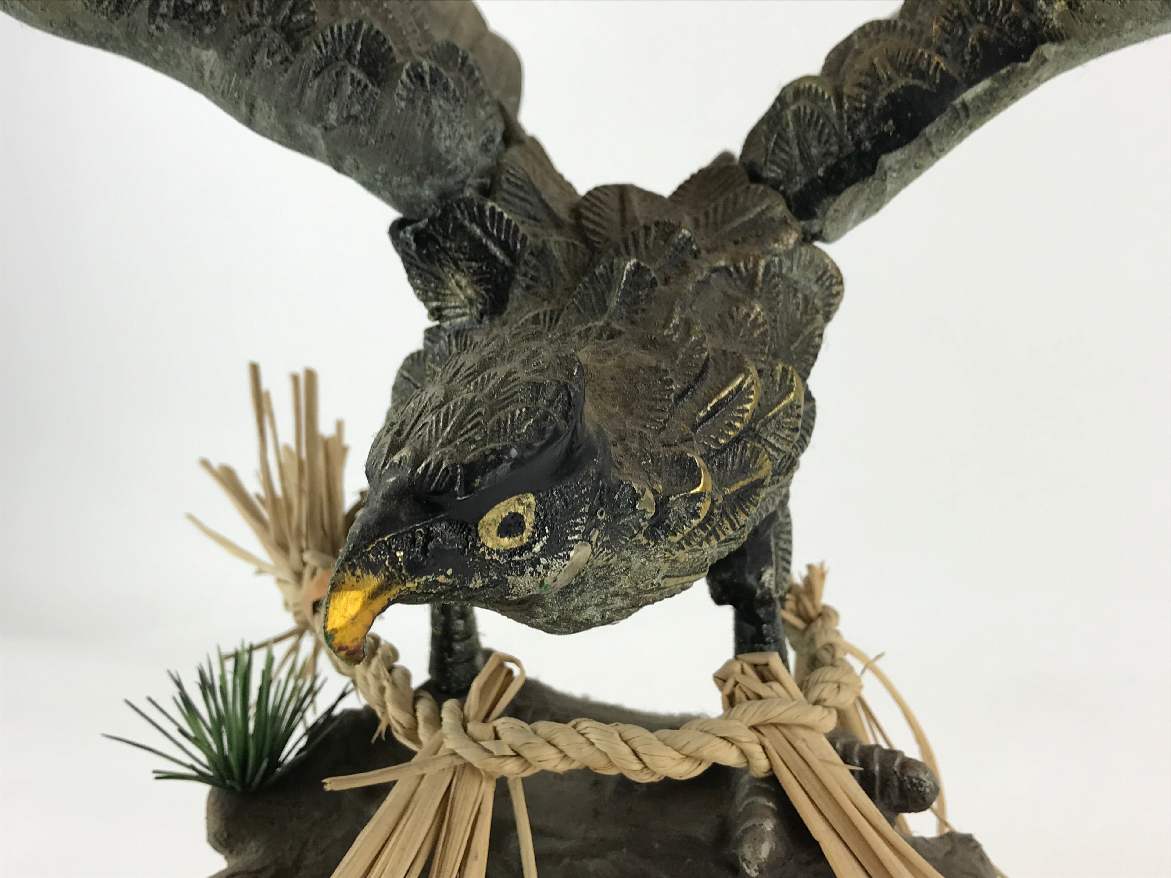Japanese Iron Hawk Stature Vtg Good Fortune Happiness Auspicious Figurine BD893
