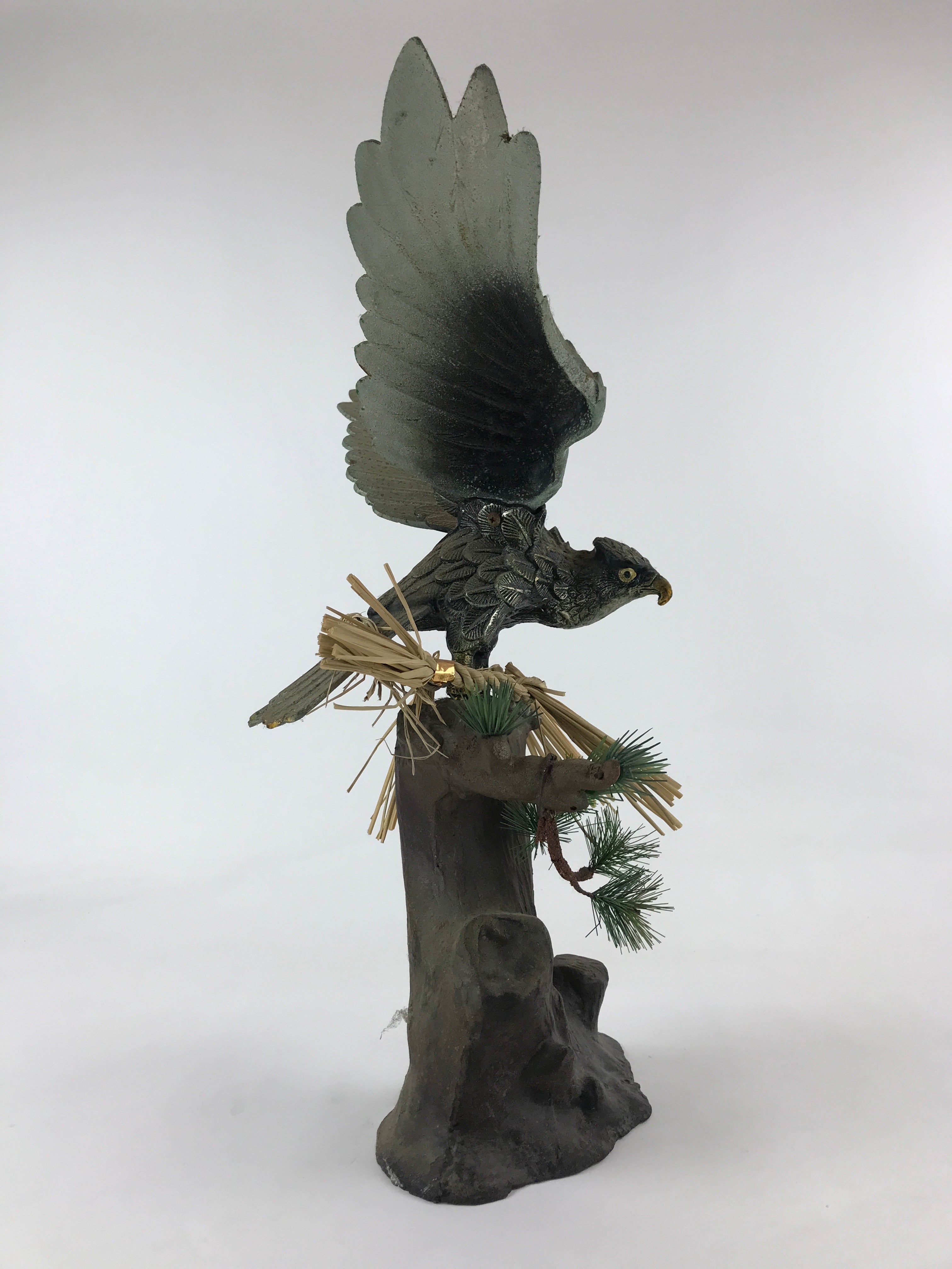Japanese Iron Hawk Stature Vtg Good Fortune Happiness Auspicious Figurine BD893