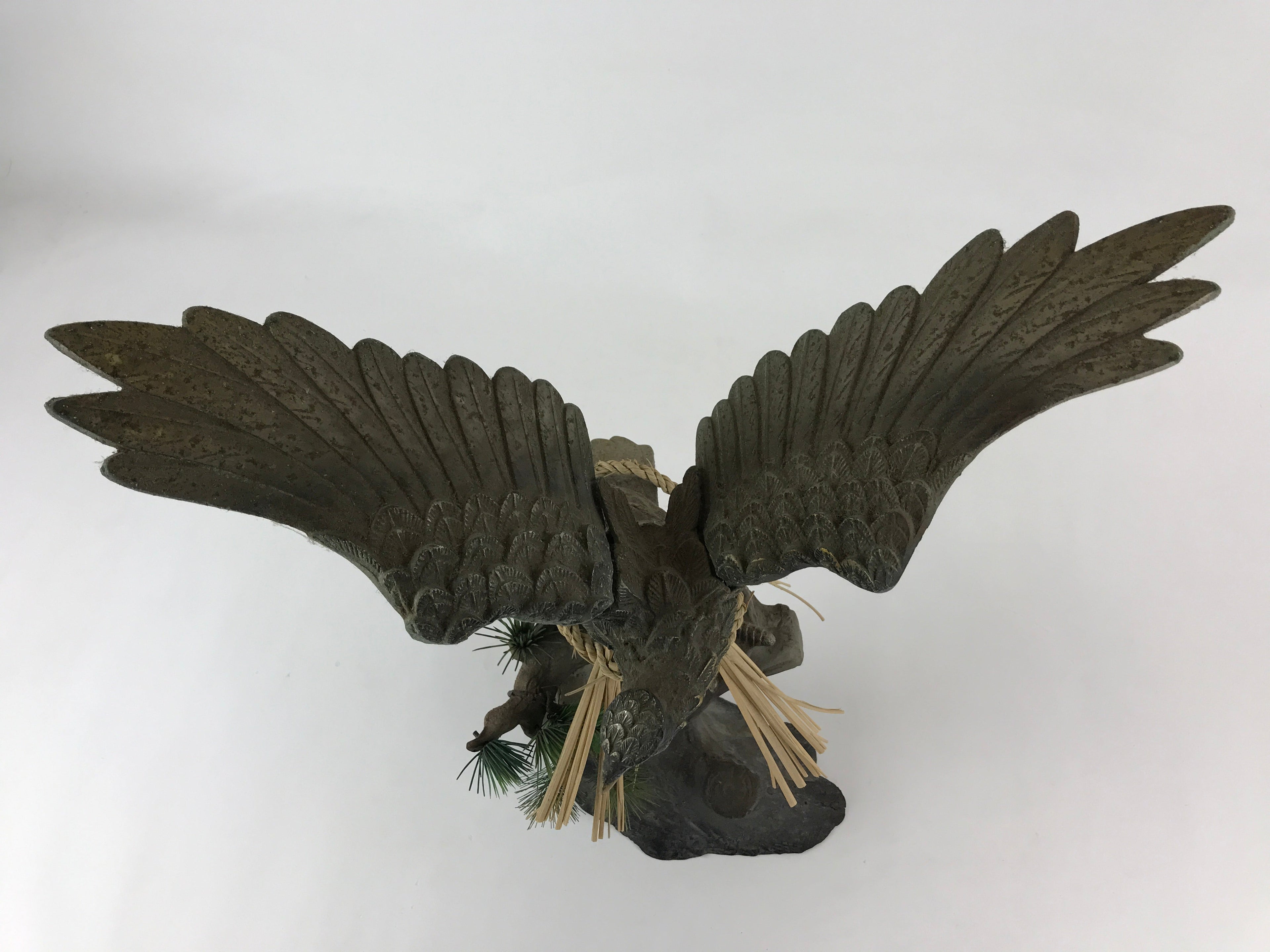 Japanese Iron Hawk Stature Vtg Good Fortune Happiness Auspicious Figurine BD893