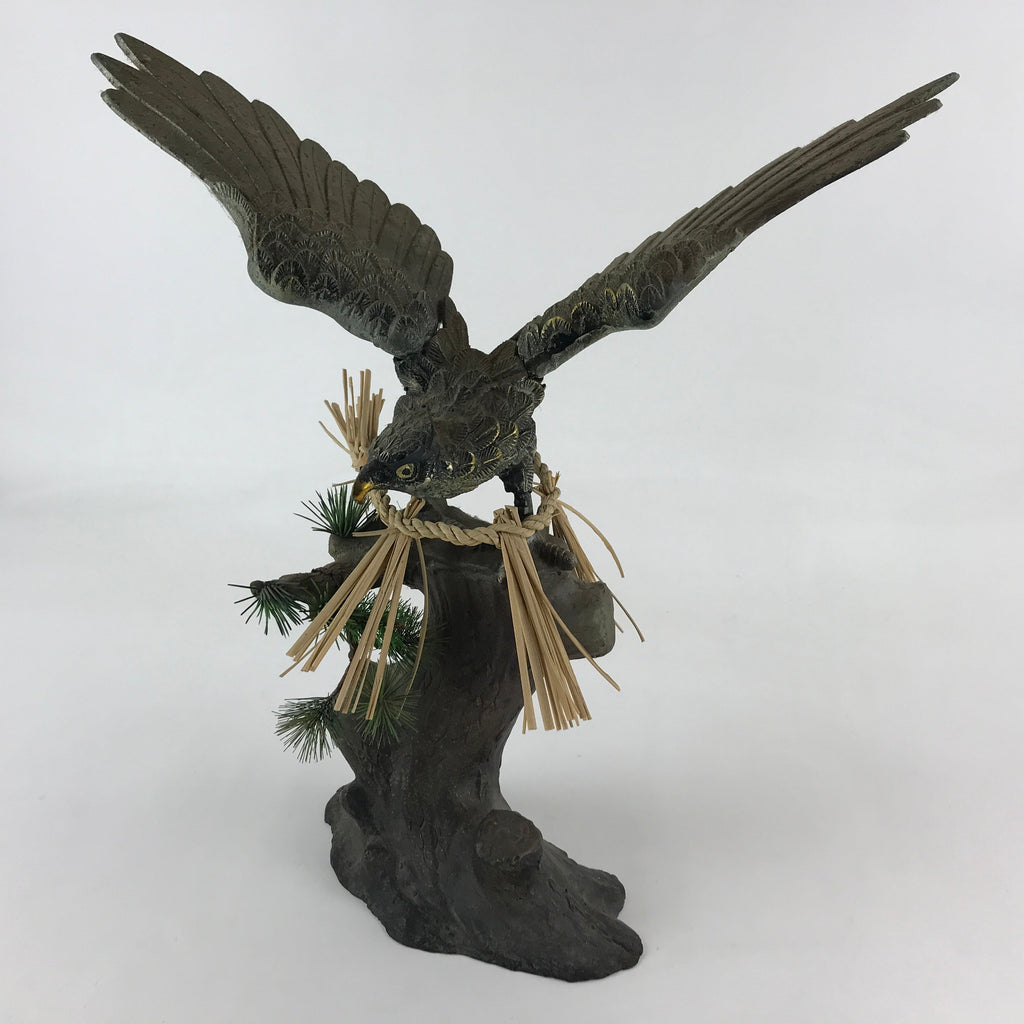 Japanese Iron Hawk Stature Vtg Good Fortune Happiness Auspicious Figurine BD893