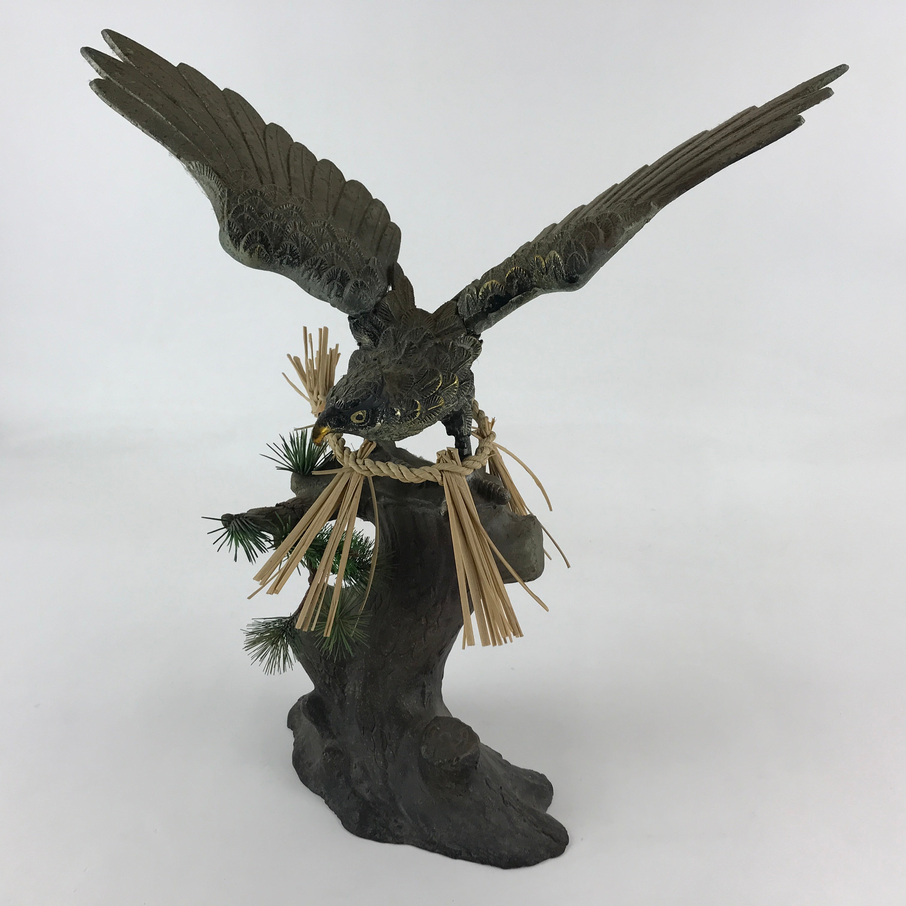 Japanese Iron Hawk Stature Vtg Good Fortune Happiness Auspicious Figurine BD893