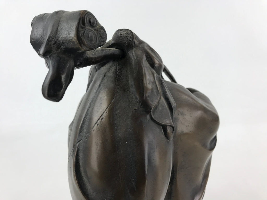 Japanese Iron Hotei Statue 7 Lucky Gods Vtg Good Fortune Happiness Brown BD891