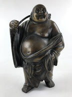 Japanese Iron Hotei Statue 7 Lucky Gods Vtg Good Fortune Happiness Brown BD891