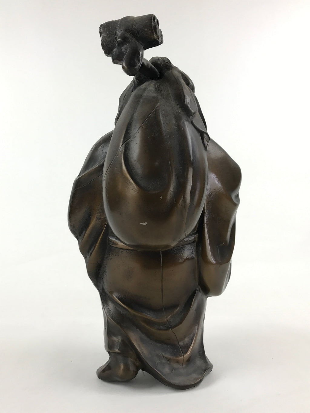 Japanese Iron Hotei Statue 7 Lucky Gods Vtg Good Fortune Happiness Brown BD891