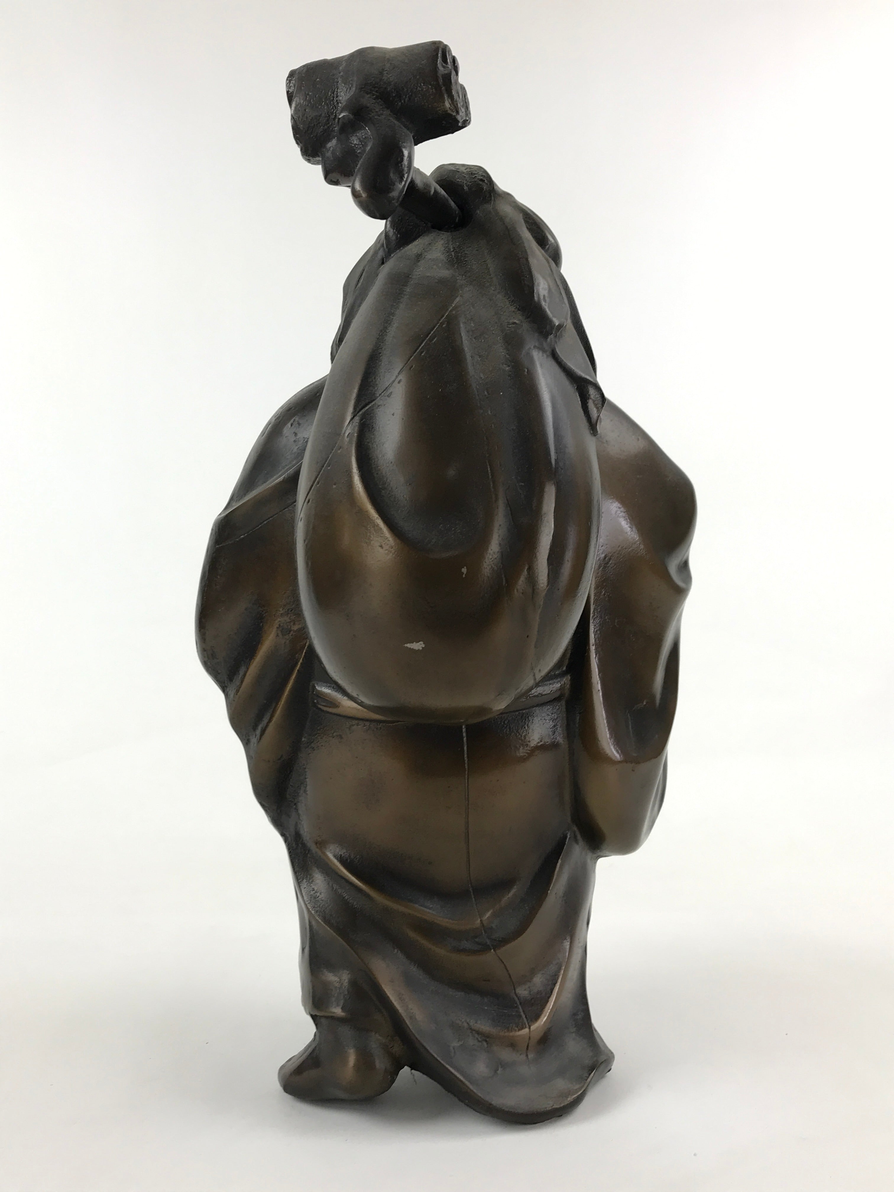 Japanese Iron Hotei Statue 7 Lucky Gods Vtg Good Fortune Happiness Brown BD891