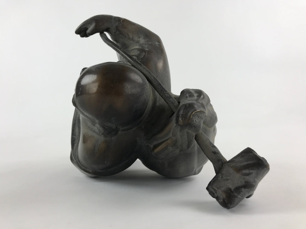 Japanese Iron Hotei Statue 7 Lucky Gods Vtg Good Fortune Happiness Brown BD891