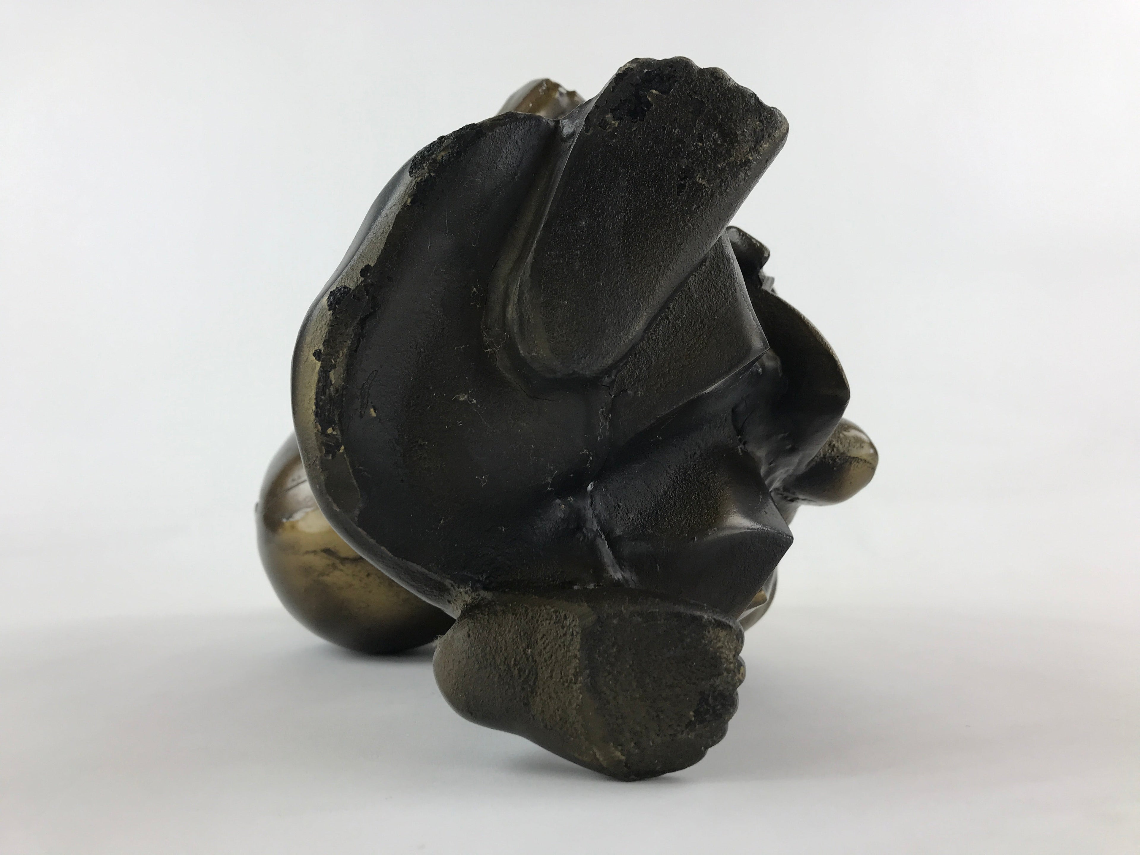 Japanese Iron Hotei Statue 7 Lucky Gods Vtg Good Fortune Happiness Brown BD891