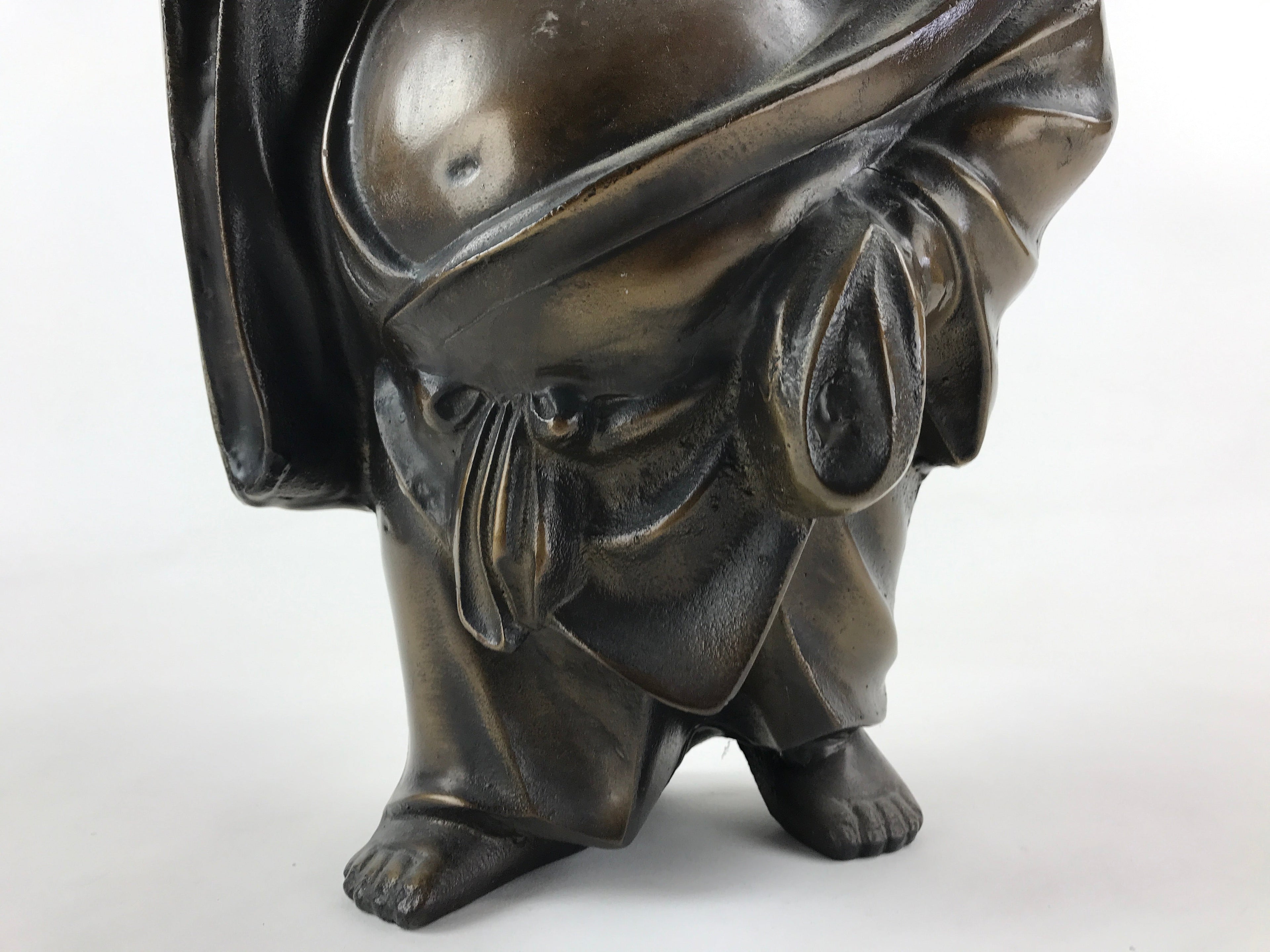 Japanese Iron Hotei Statue 7 Lucky Gods Vtg Good Fortune Happiness Brown BD891