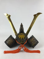 Japanese Iron Kabuto Samurai Helmet Display Vtg Yoshitsune Style Okimono BD937