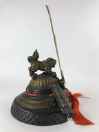 Japanese Iron Kabuto Samurai Helmet Display Vtg Yoshitsune Style Okimono BD937