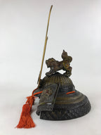 Japanese Iron Kabuto Samurai Helmet Display Vtg Yoshitsune Style Okimono BD937