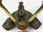 Japanese Iron Kabuto Samurai Helmet Display Vtg Yoshitsune Style Okimono BD937