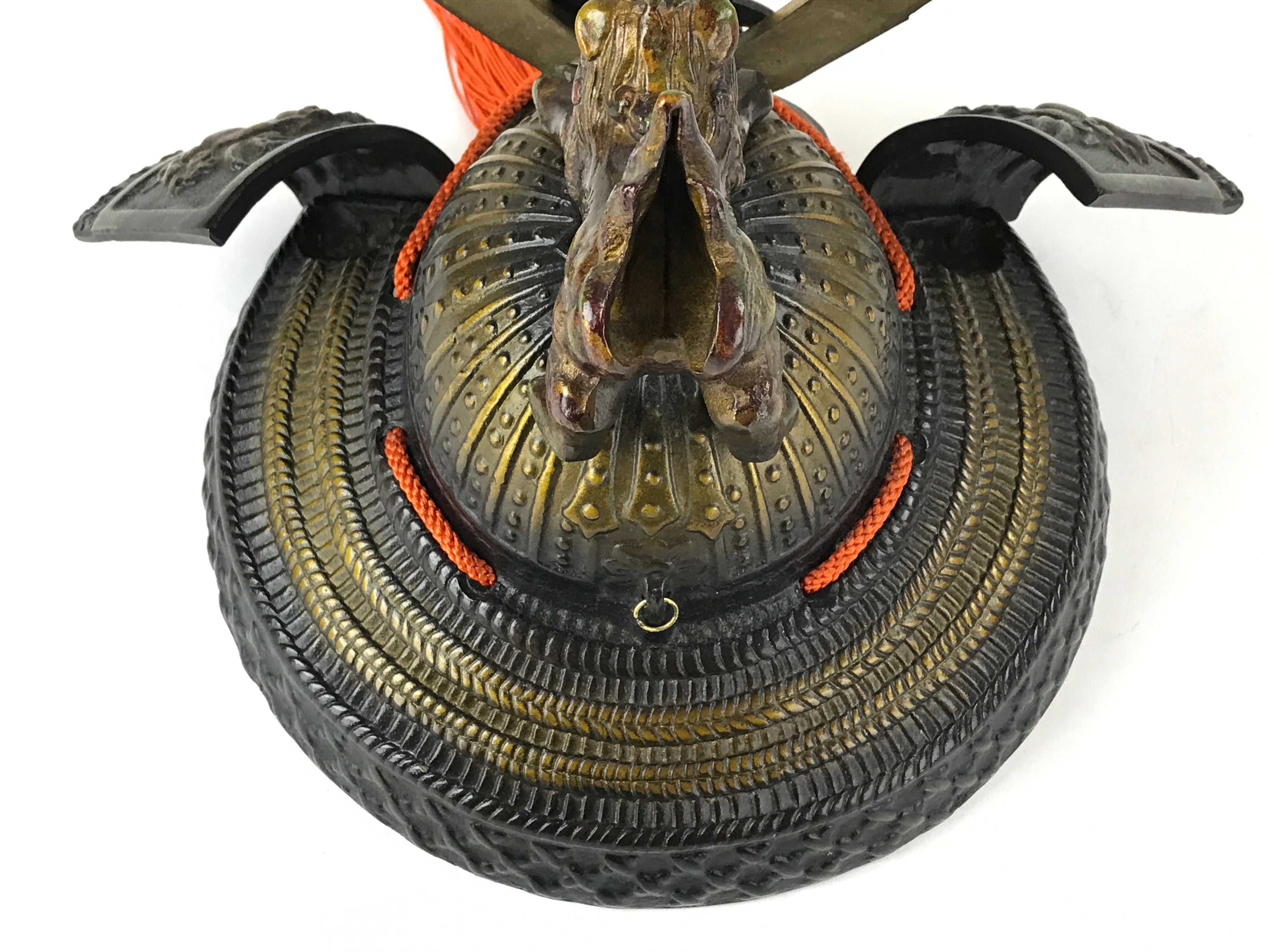 Japanese Iron Kabuto Samurai Helmet Display Vtg Yoshitsune Style Okimono BD937