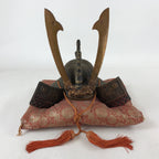 Japanese Iron Kabuto Samurai Helmet Display Vtg Yoshitsune Style Okimono ID548