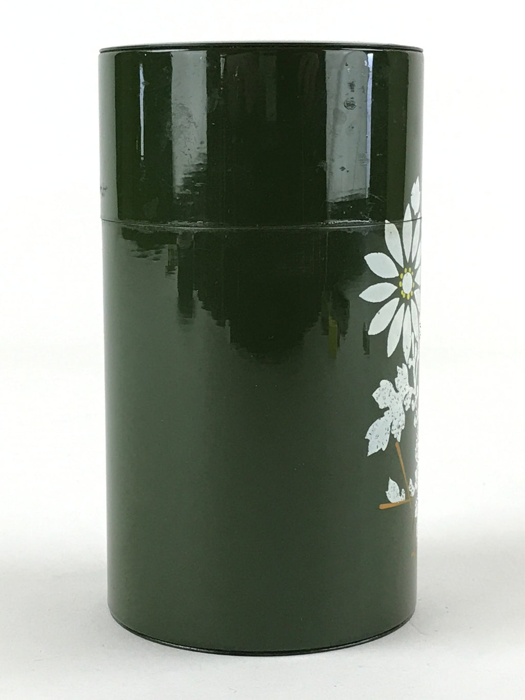 Japanese Iron Tea Caddy Lidded Tea Container Vtg Chazutsu Cylindrical Green JK53