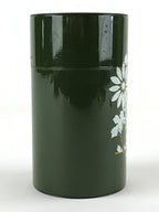 Japanese Iron Tea Caddy Lidded Tea Container Vtg Chazutsu Cylindrical Green JK53