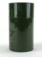 Japanese Iron Tea Caddy Lidded Tea Container Vtg Chazutsu Cylindrical Green JK53