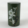 Japanese Iron Tea Caddy Lidded Tea Container Vtg Chazutsu Cylindrical Green JK53
