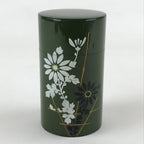 Japanese Iron Tea Caddy Lidded Tea Container Vtg Chazutsu Cylindrical Green JK53