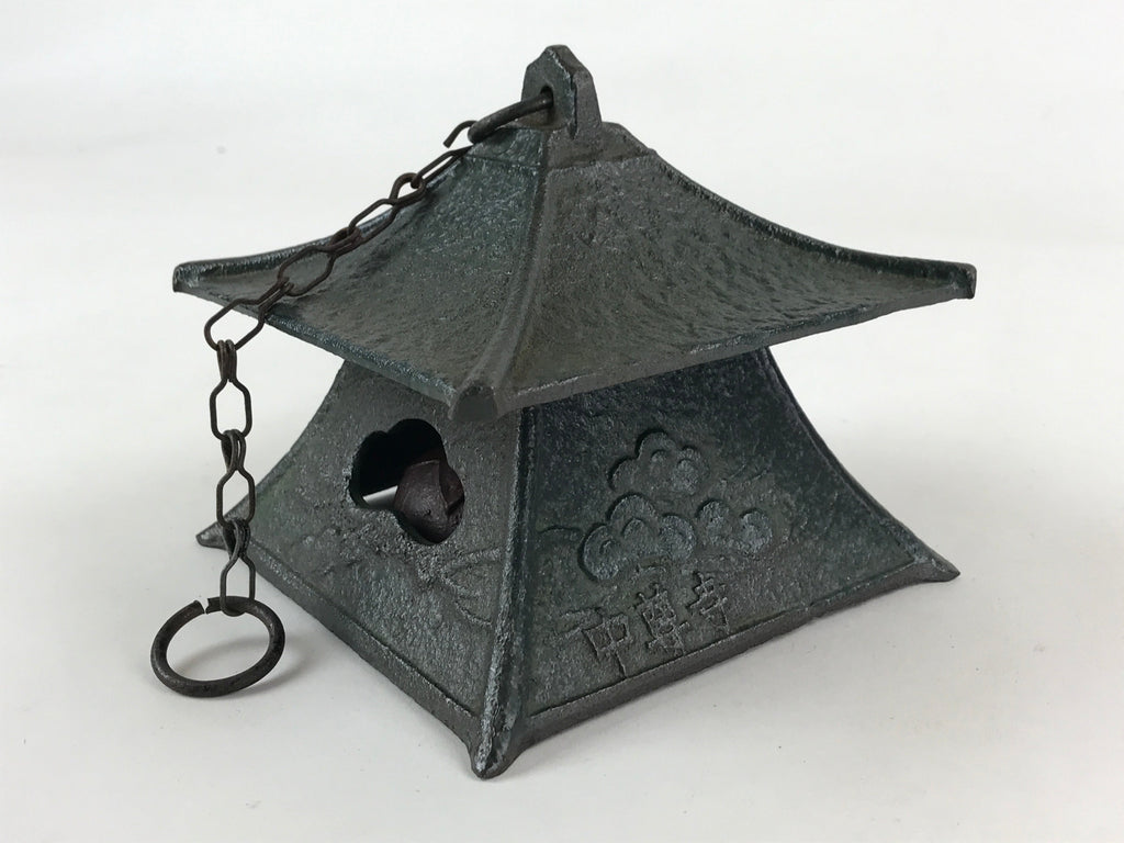 Japanese Iron Toro Lantern Furin Wind Chime Tetsurin Temple Pine Black DR483