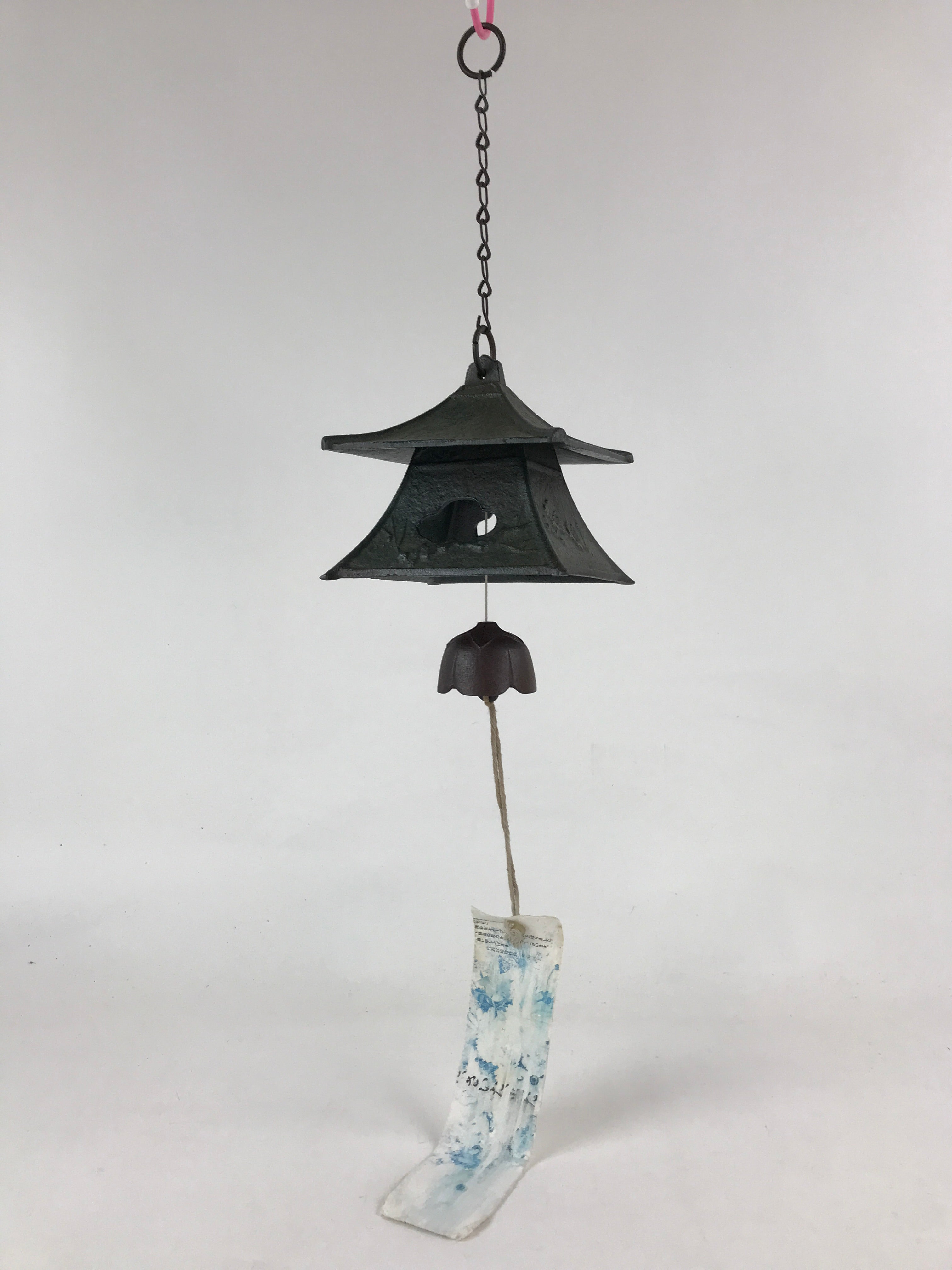 Japanese Iron Toro Lantern Furin Wind Chime Tetsurin Temple Pine Black DR483