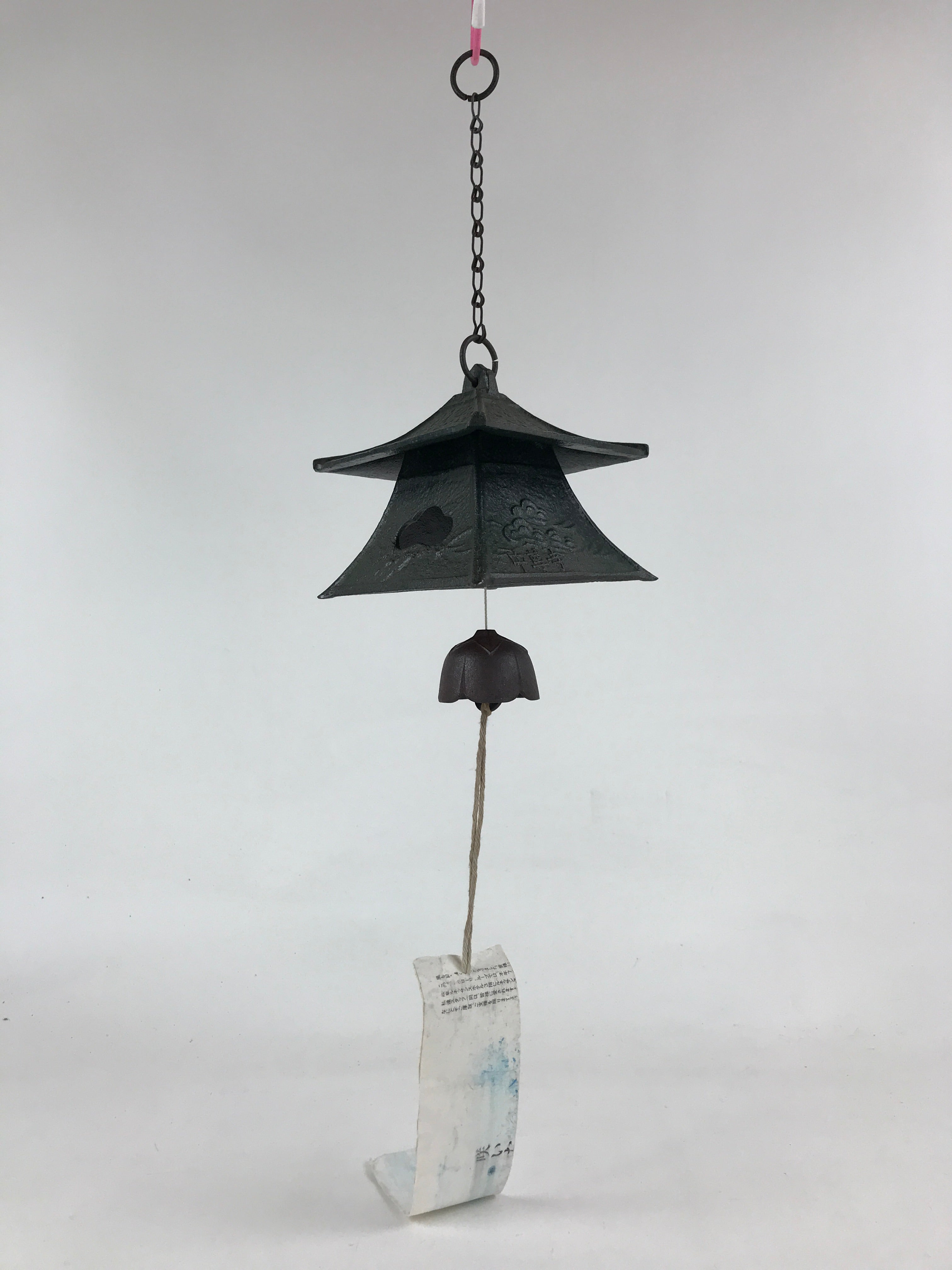 Japanese Iron Toro Lantern Furin Wind Chime Tetsurin Temple Pine Black DR483