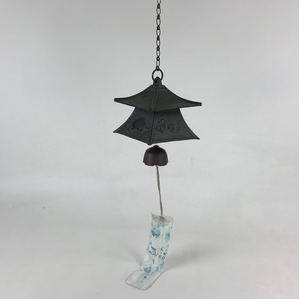 Japanese Iron Toro Lantern Furin Wind Chime Tetsurin Temple Pine Black DR483