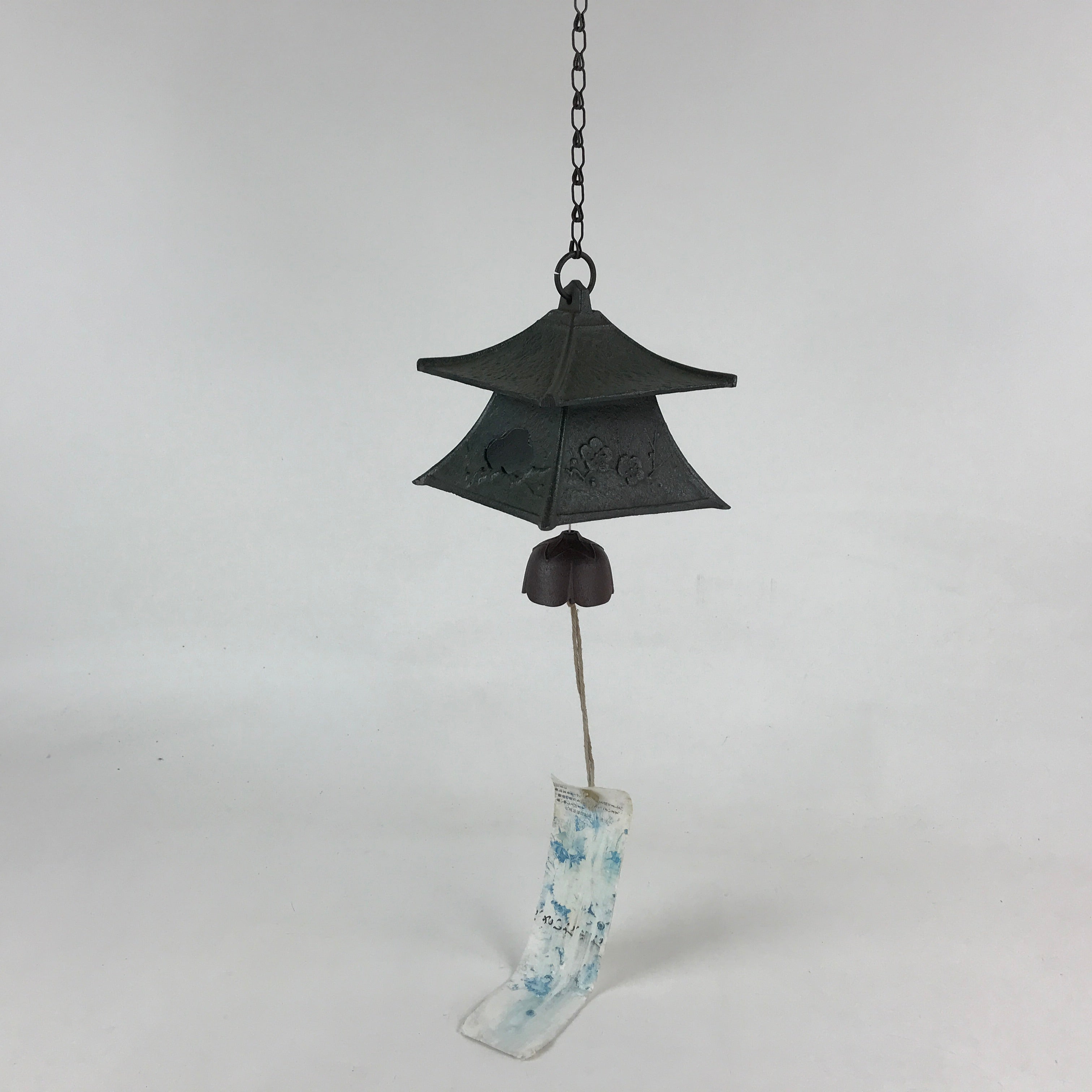 Japanese Iron Toro Lantern Furin Wind Chime Tetsurin Temple Pine Black DR483