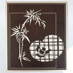 Japanese Ise Katagami Shikishi Art Board Vtg Decorative Bamboo Window Bird A797