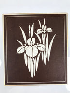 Japanese Ise Katagami Shikishi Art Board Vtg Decorative Iris Flower Ayame A798