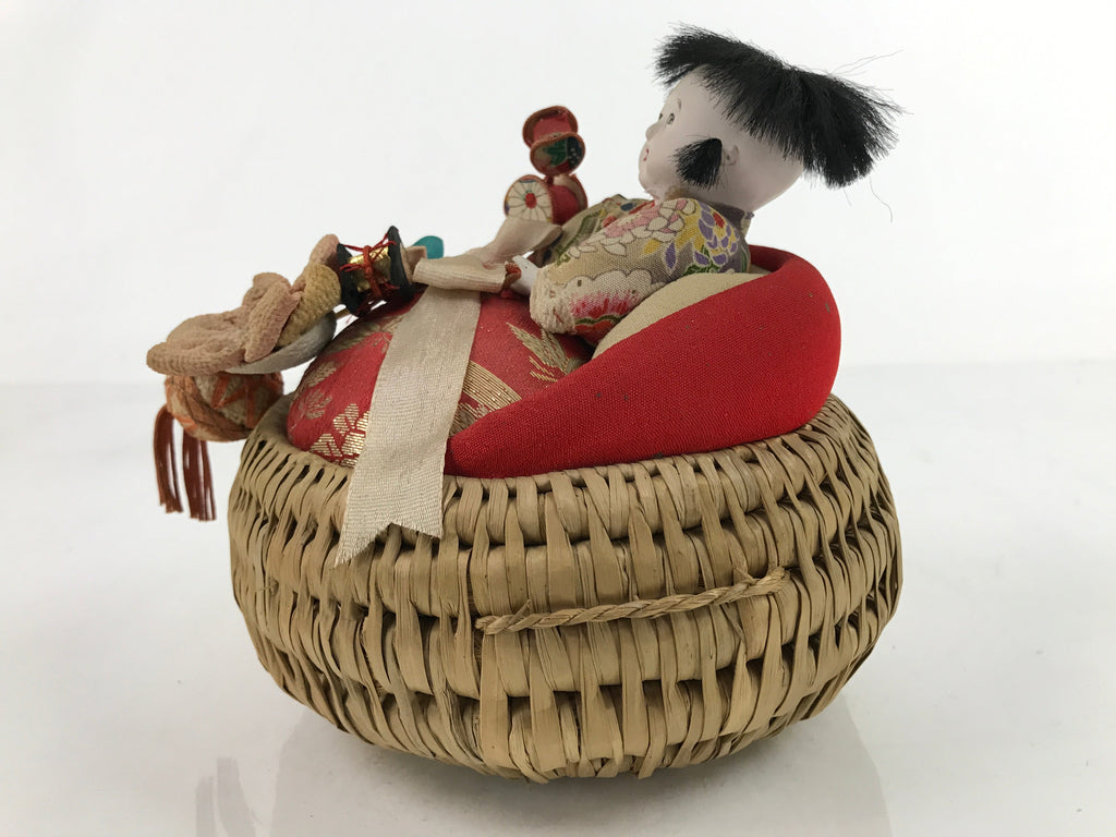 Japanese Izumeko Basket Baby Doll Vtg Yamagata Traditional Craft Ningyo BD987