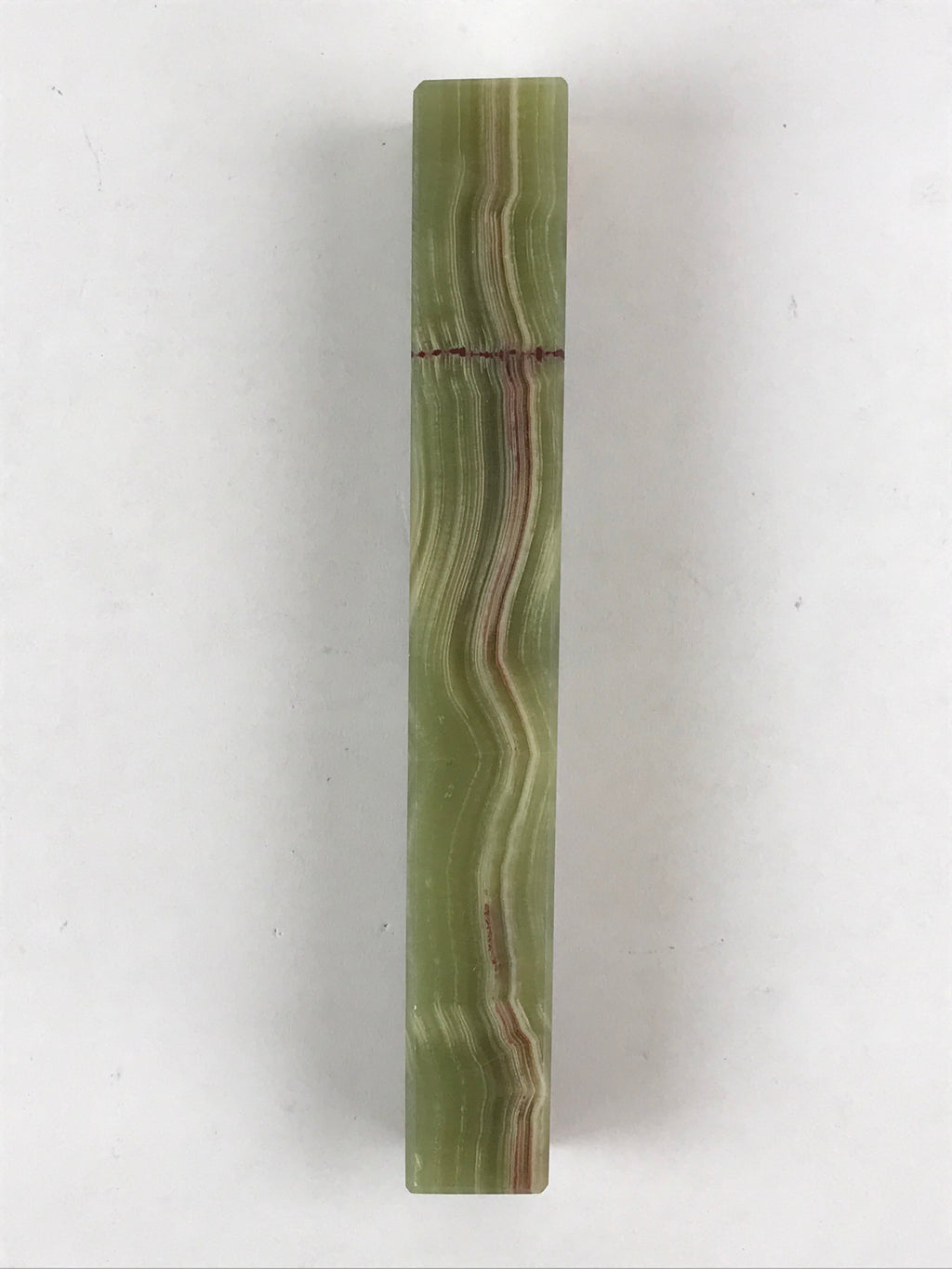 Japanese Jade Green Stone Paperweight Vtg Calligraphy Shodo Hisui Bunchin JK544