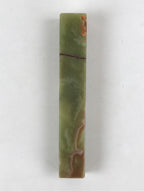 Japanese Jade Green Stone Paperweight Vtg Calligraphy Shodo Hisui Bunchin JK544