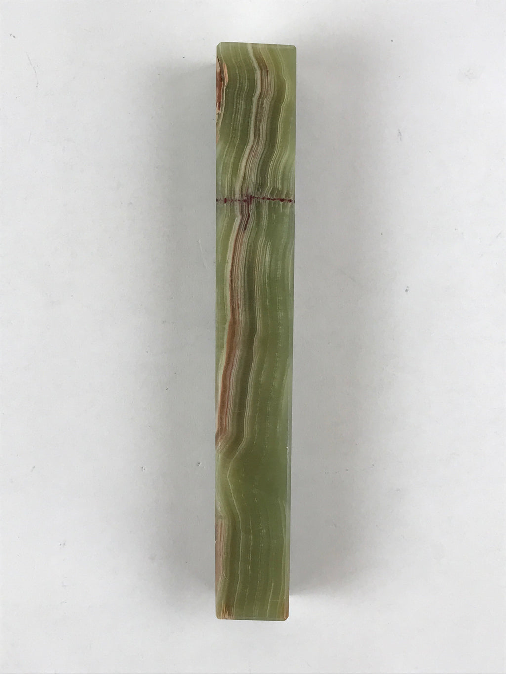 Japanese Jade Green Stone Paperweight Vtg Calligraphy Shodo Hisui Bunchin JK544