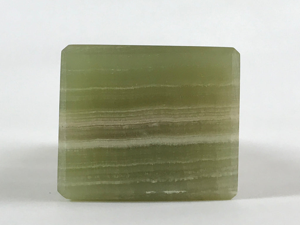 Japanese Jade Green Stone Paperweight Vtg Calligraphy Shodo Hisui Bunchin JK544