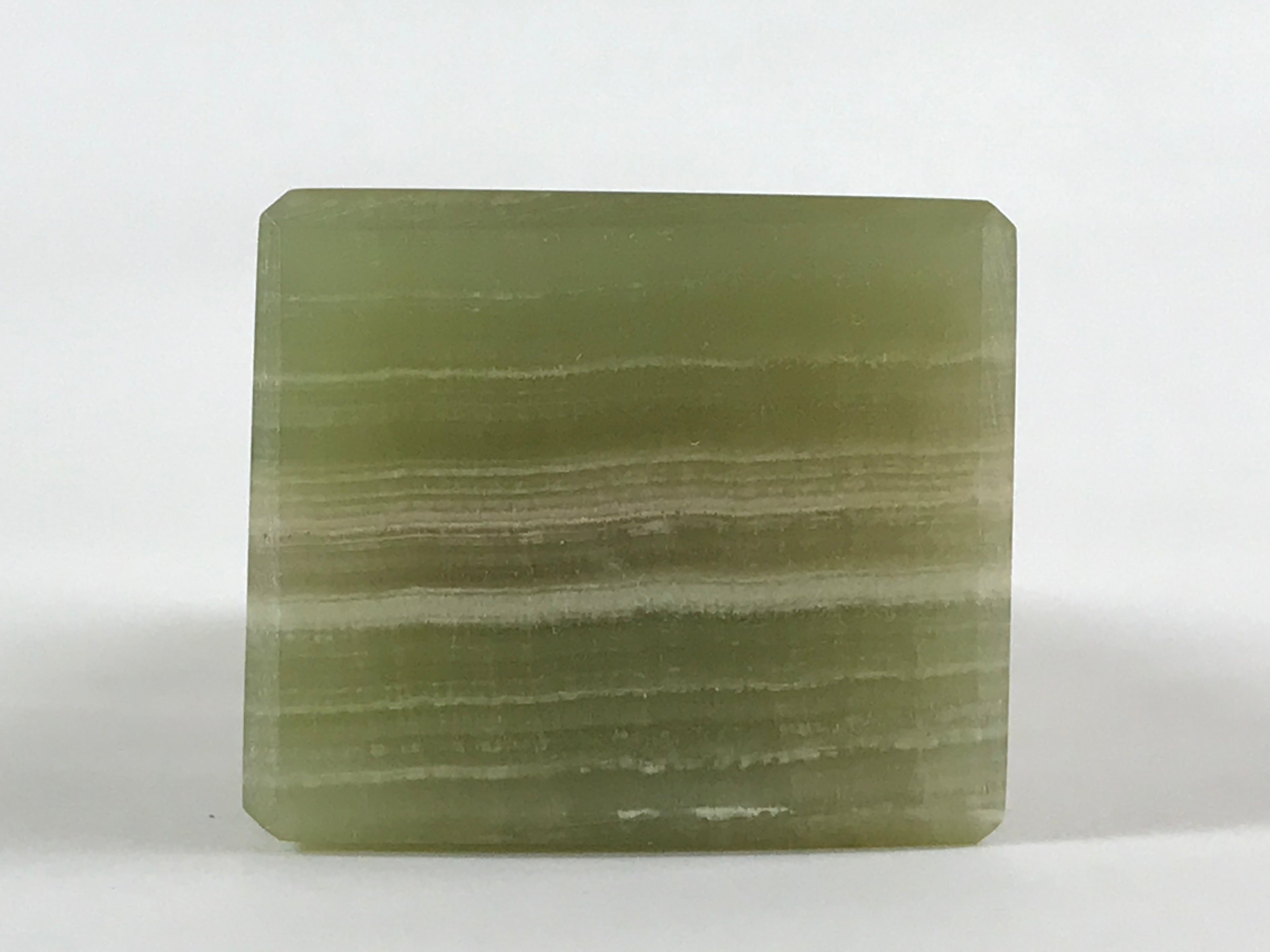 Japanese Jade Green Stone Paperweight Vtg Calligraphy Shodo Hisui Bunchin JK544