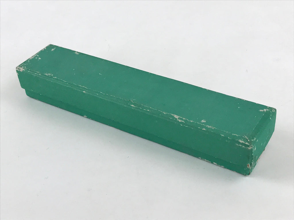 Japanese Jade Green Stone Paperweight Vtg Calligraphy Shodo Hisui Bunchin JK544