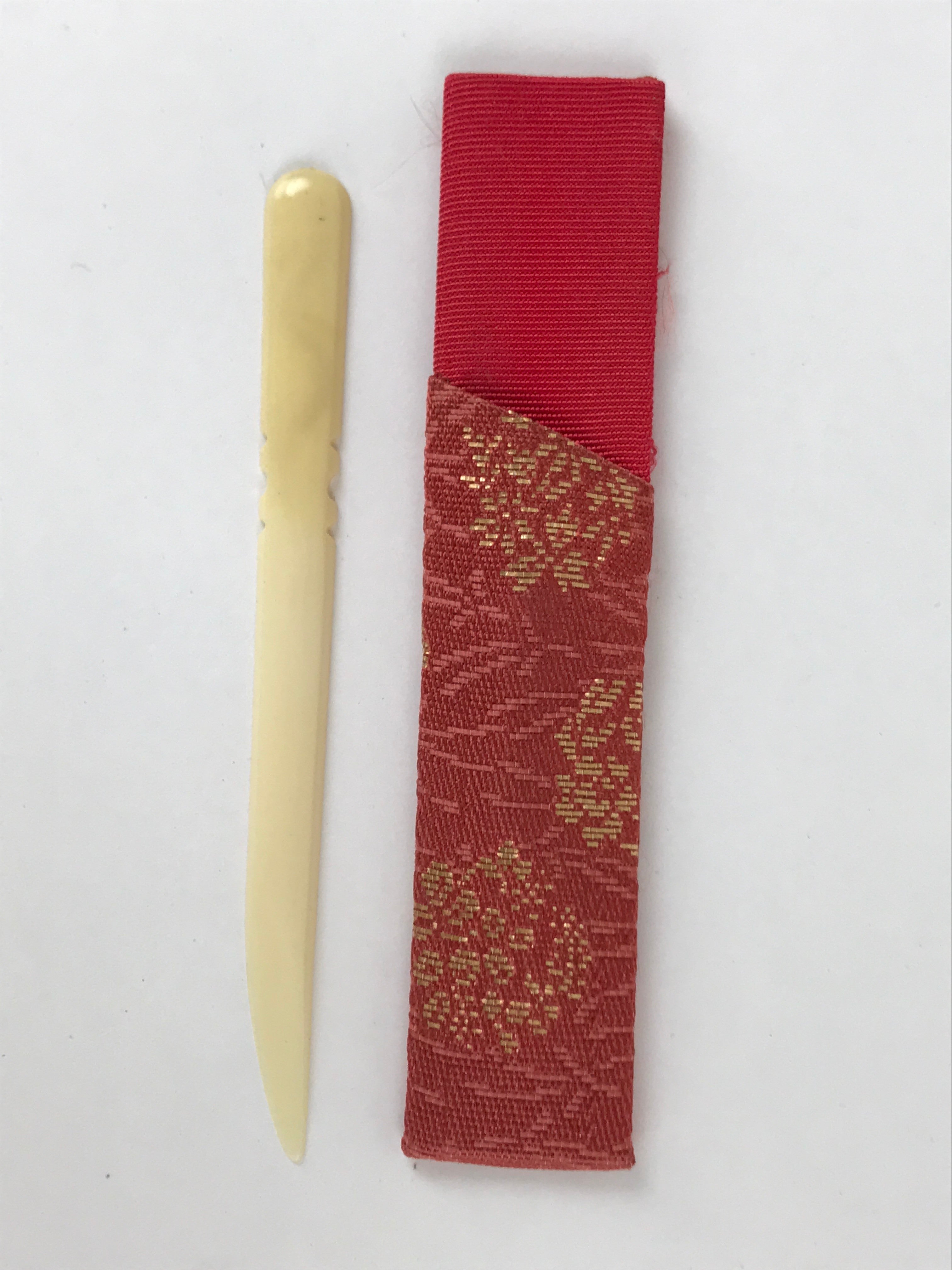 Japanese Kashikiri Yoji Toothpick Vtg Tea Ceremony Item Red Fabric Cover JK666
