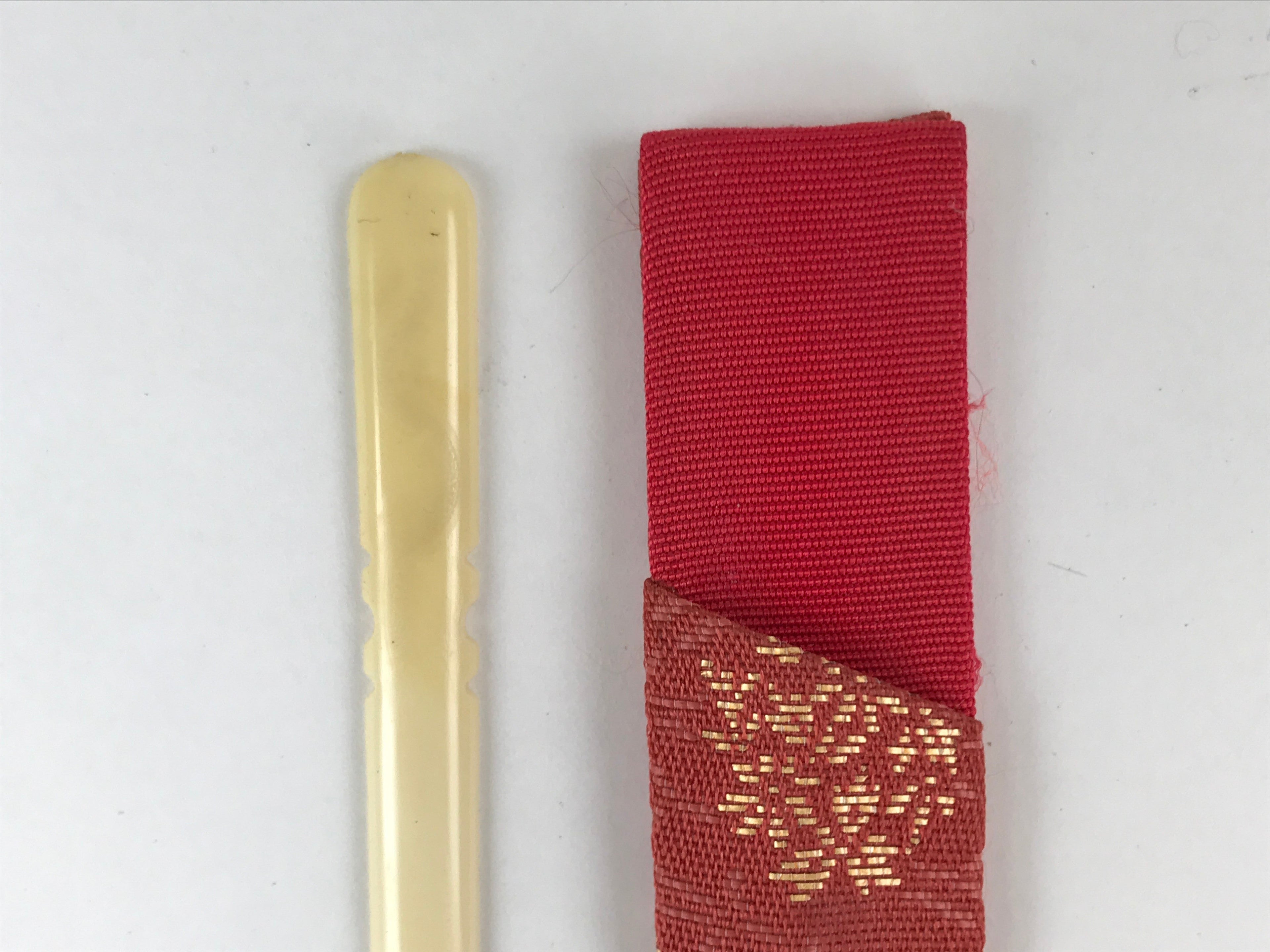 Japanese Kashikiri Yoji Toothpick Vtg Tea Ceremony Item Red Fabric Cover JK666