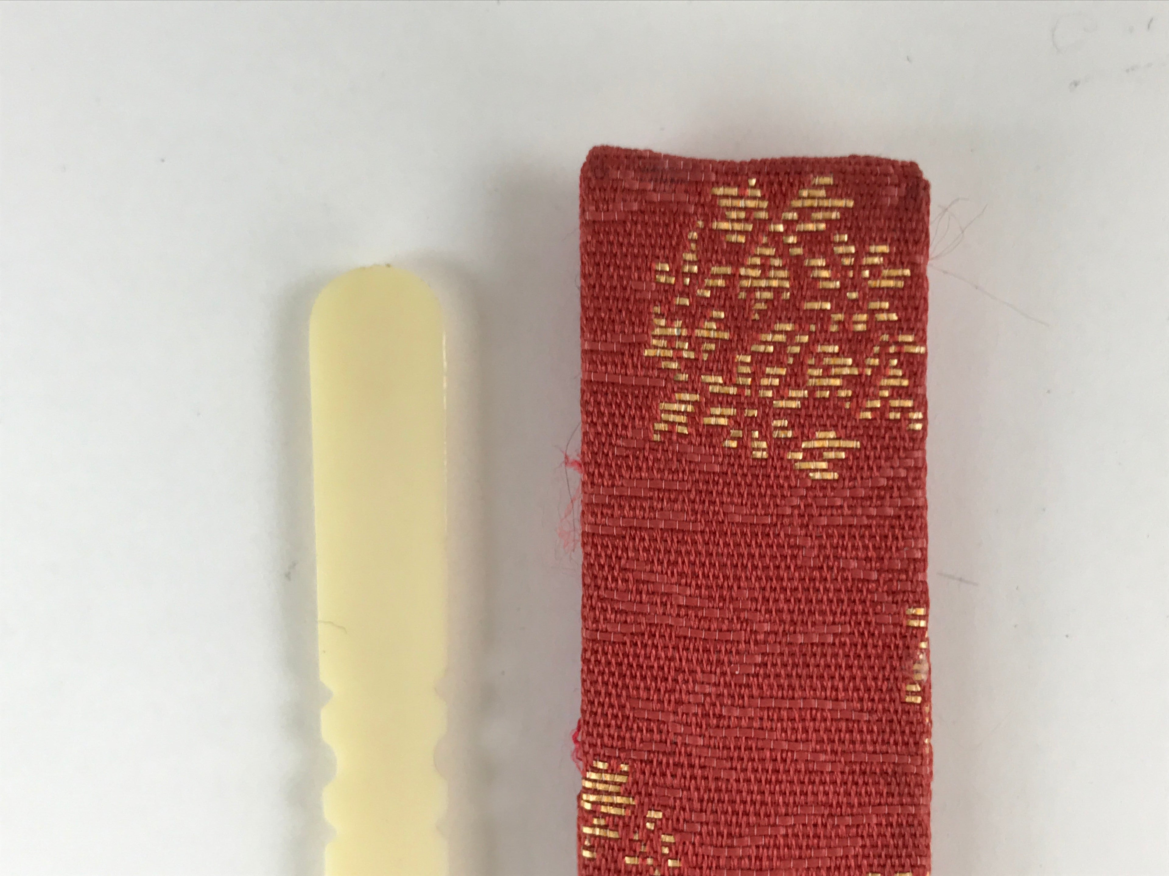 Japanese Kashikiri Yoji Toothpick Vtg Tea Ceremony Item Red Fabric Cover JK666