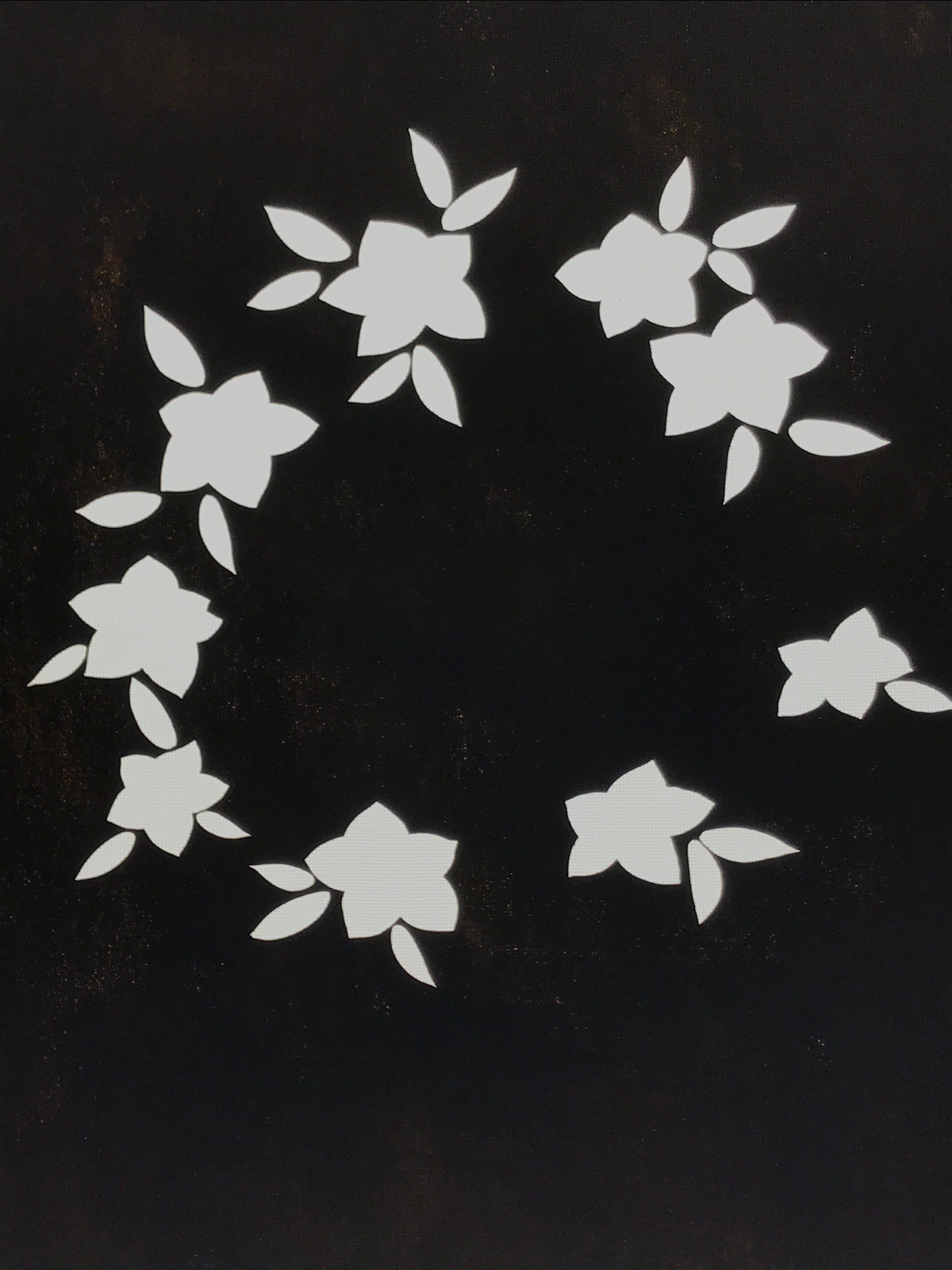 Japanese Katagami Paper Kimono Stencil Vtg Balloon Flower Bellflower Kikyo A820