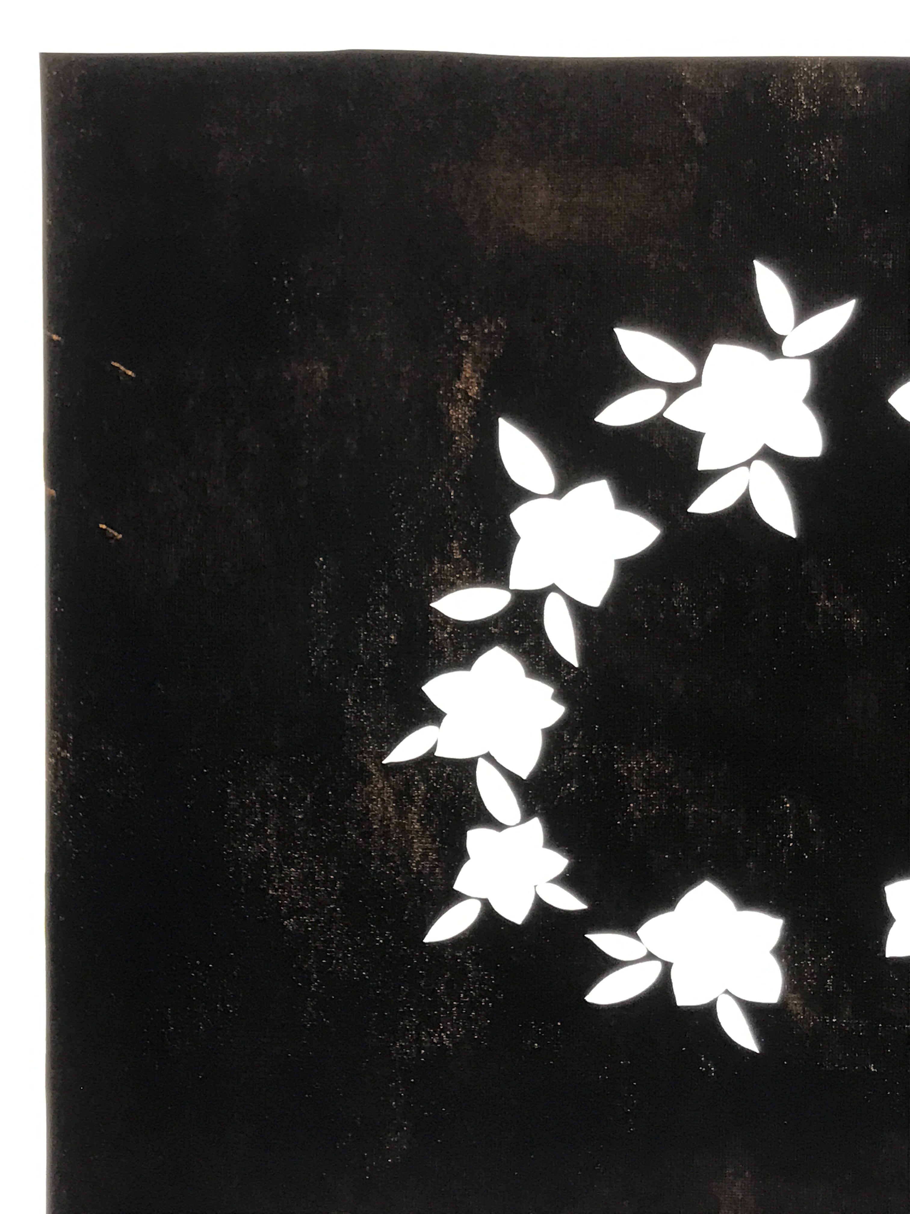 Japanese Katagami Paper Kimono Stencil Vtg Balloon Flower Bellflower Kikyo A820