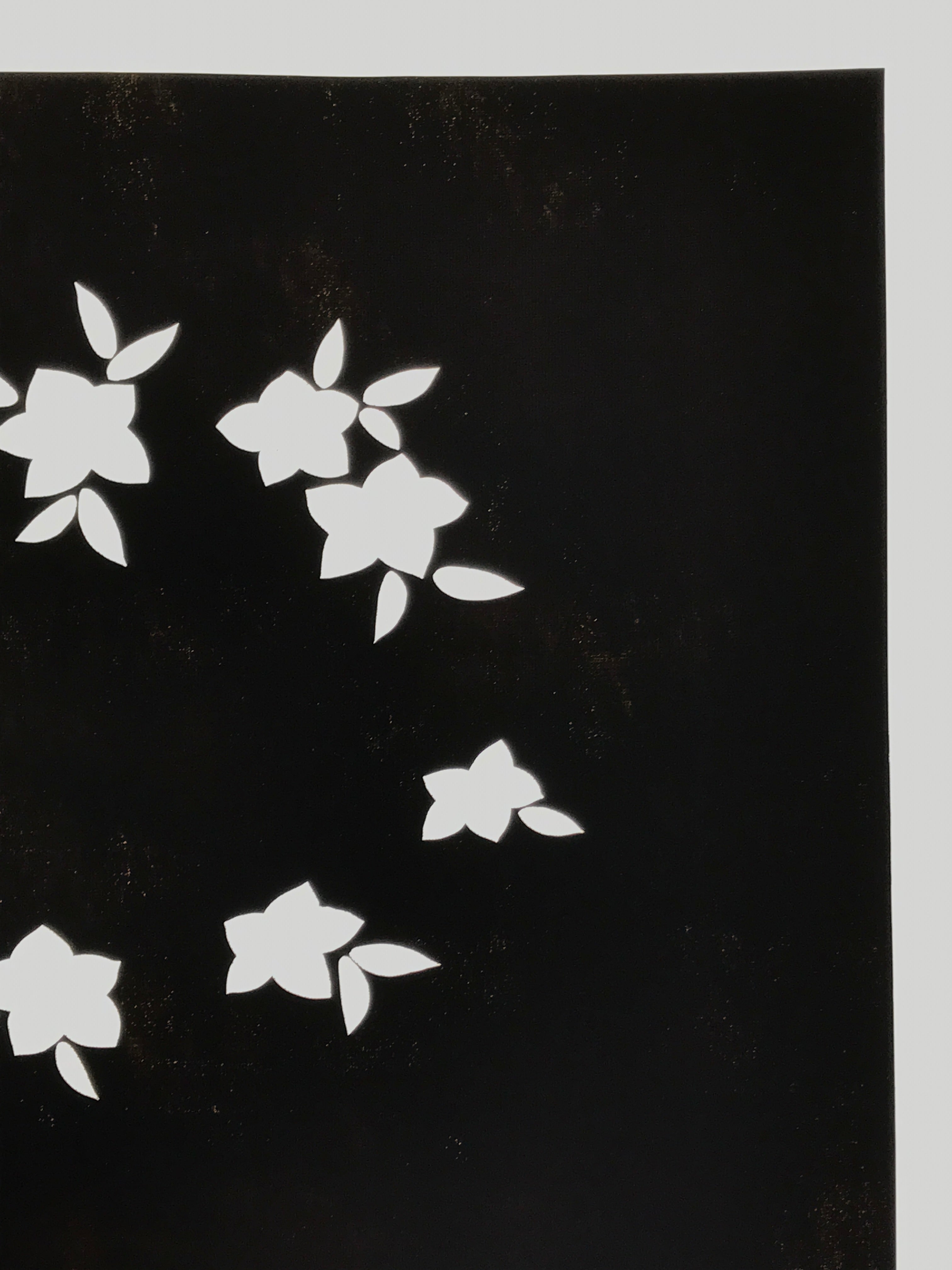 Japanese Katagami Paper Kimono Stencil Vtg Balloon Flower Bellflower Kikyo A820