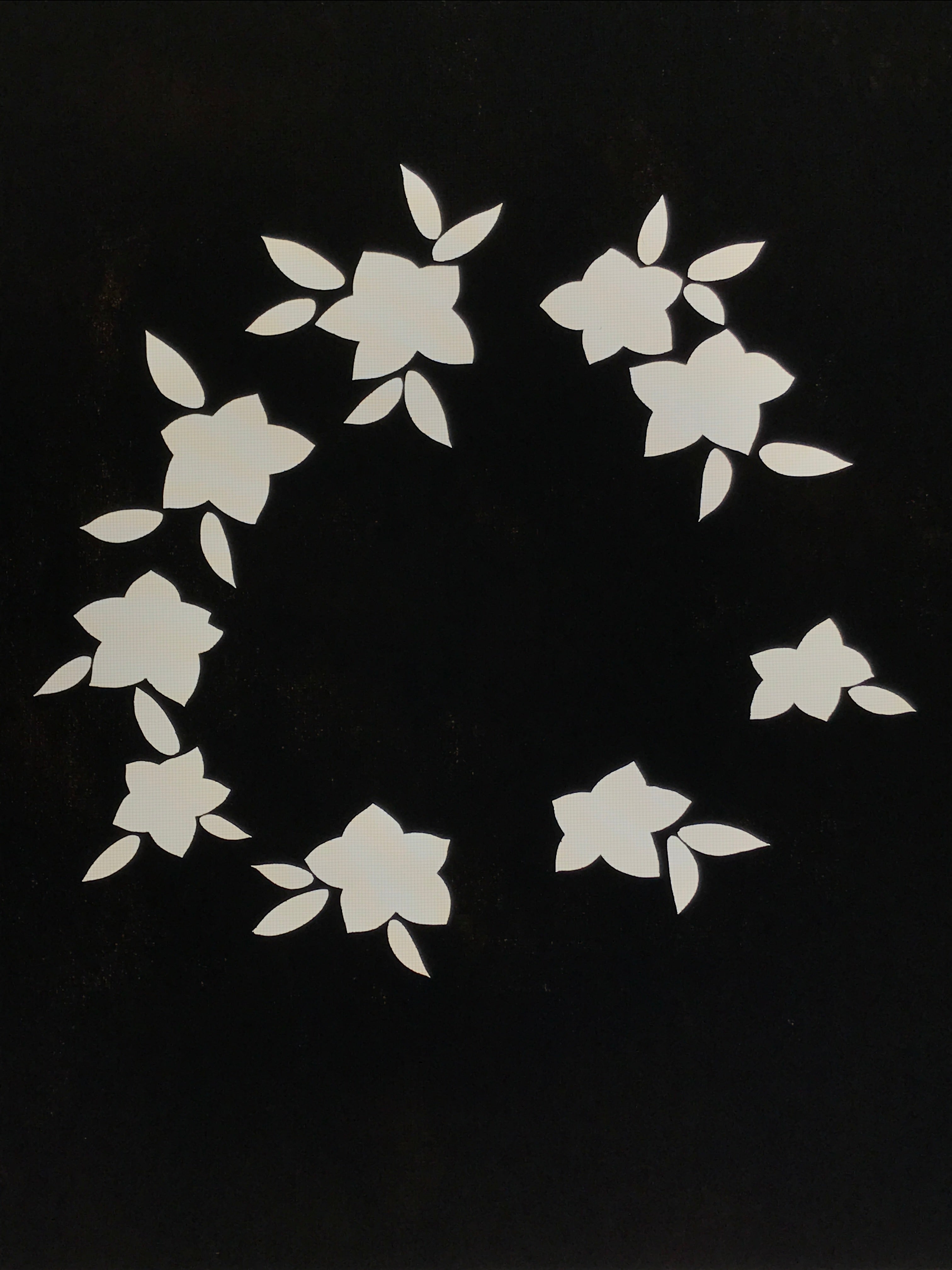 Japanese Katagami Paper Kimono Stencil Vtg Balloon Flower Bellflower Kikyo A820
