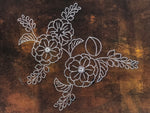 Japanese Katagami Paper Kimono Stencil Vtg Katazome Camellia Flower Tsubaki A818