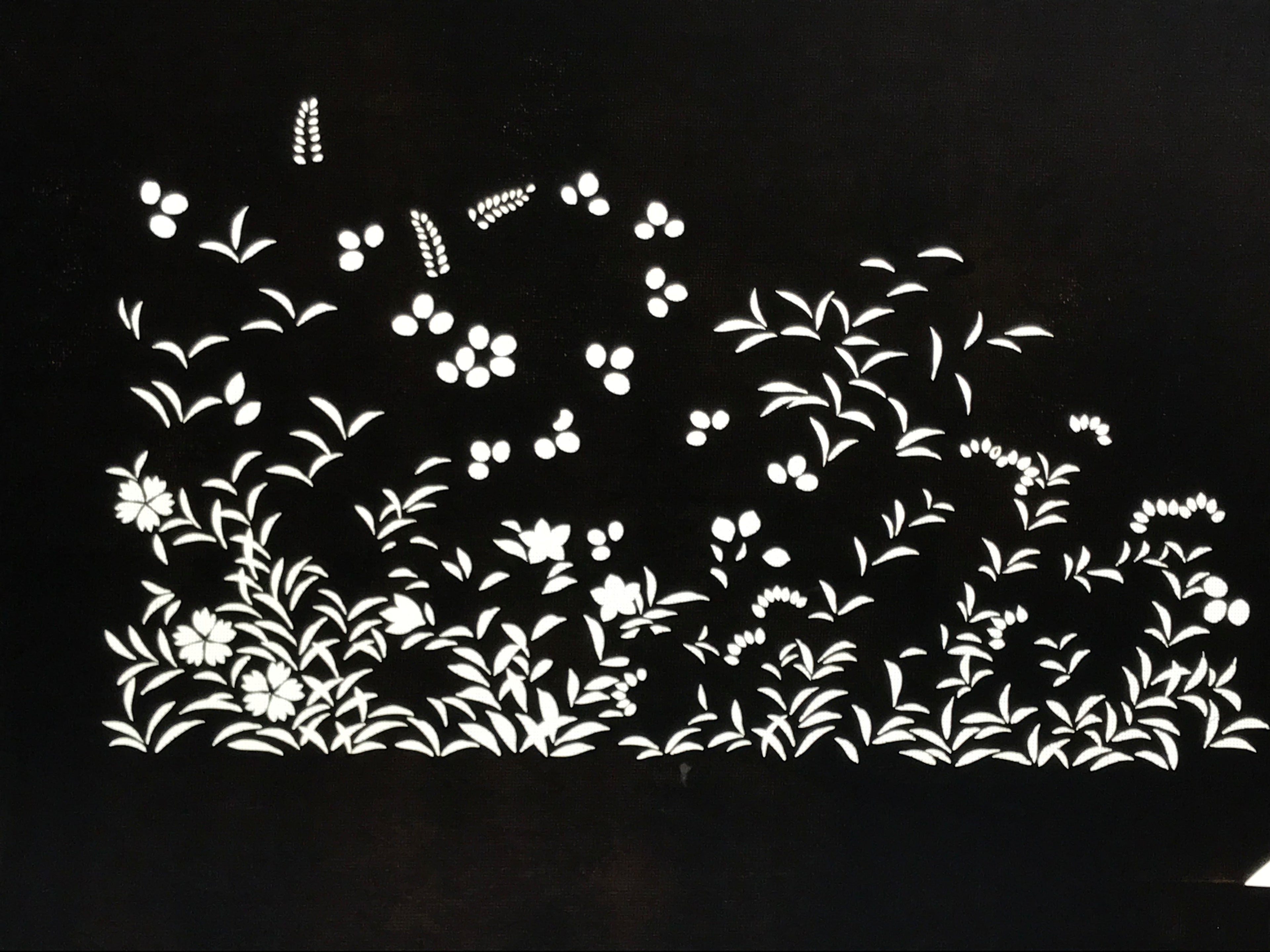 Japanese Katagami Paper Kimono Stencil Vtg Katazome Flower Garden Design A812