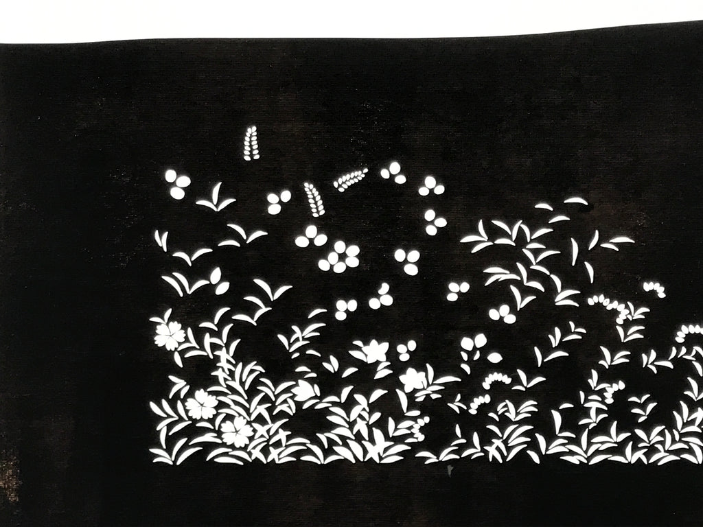 Japanese Katagami Paper Kimono Stencil Vtg Katazome Flower Garden Design A812