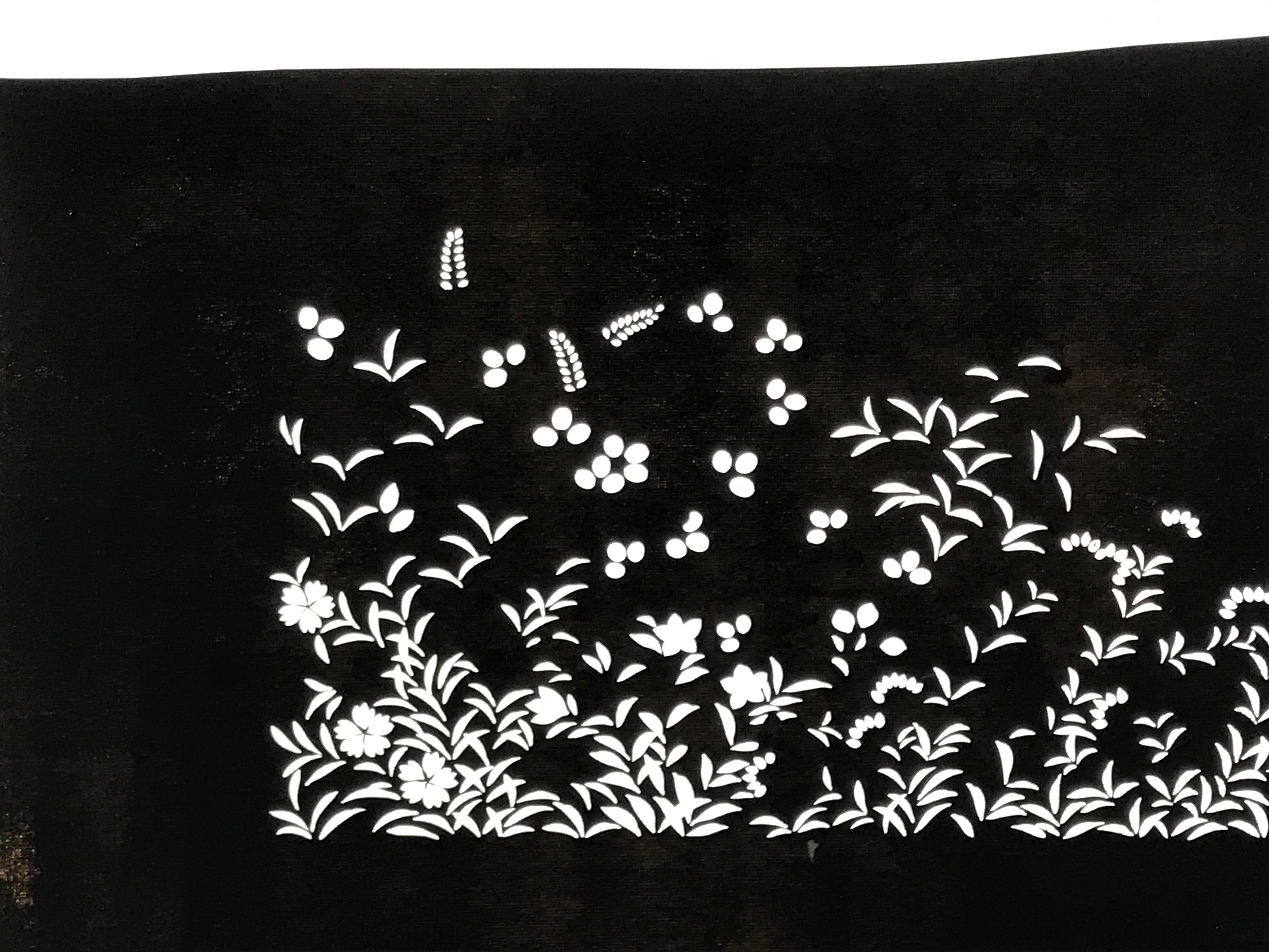 Japanese Katagami Paper Kimono Stencil Vtg Katazome Flower Garden Design A812
