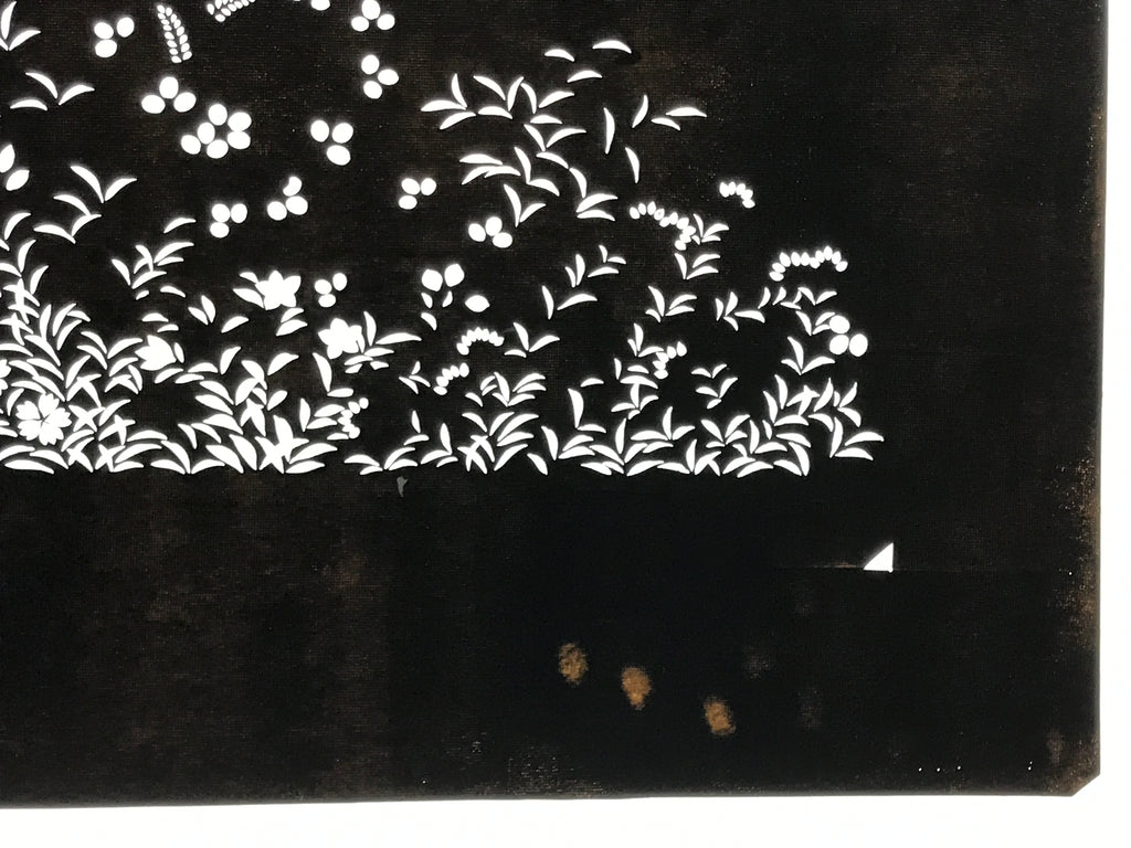 Japanese Katagami Paper Kimono Stencil Vtg Katazome Flower Garden Design A812