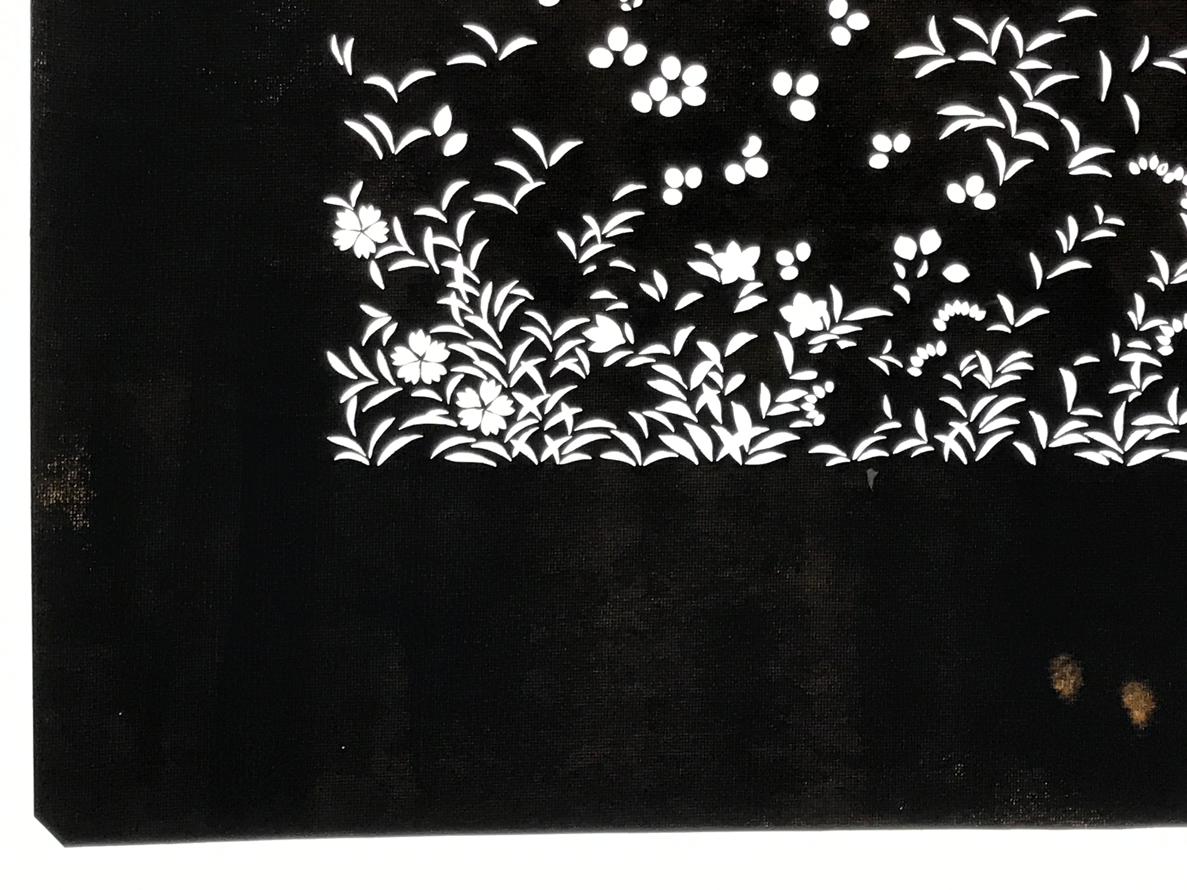 Japanese Katagami Paper Kimono Stencil Vtg Katazome Flower Garden Design A812